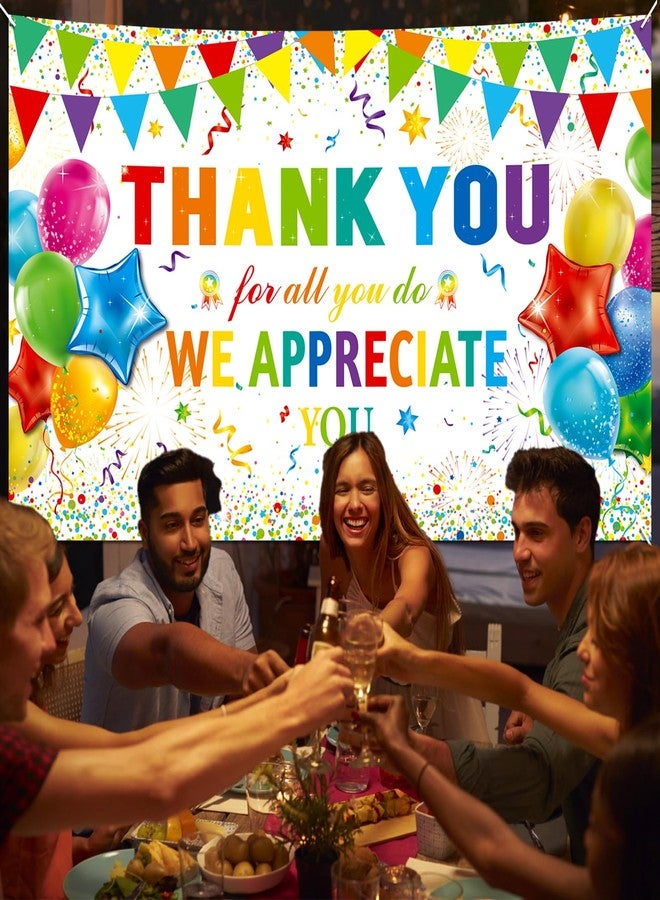 HOWAF Thank You for All You Do Backdrop Banner We Appreciate You Backdrop, Thank You Banner Background Employee Appreciation Banners for Staff Teachers Doctor Appreciation Party, 72.8" x 43.3" - Image 5